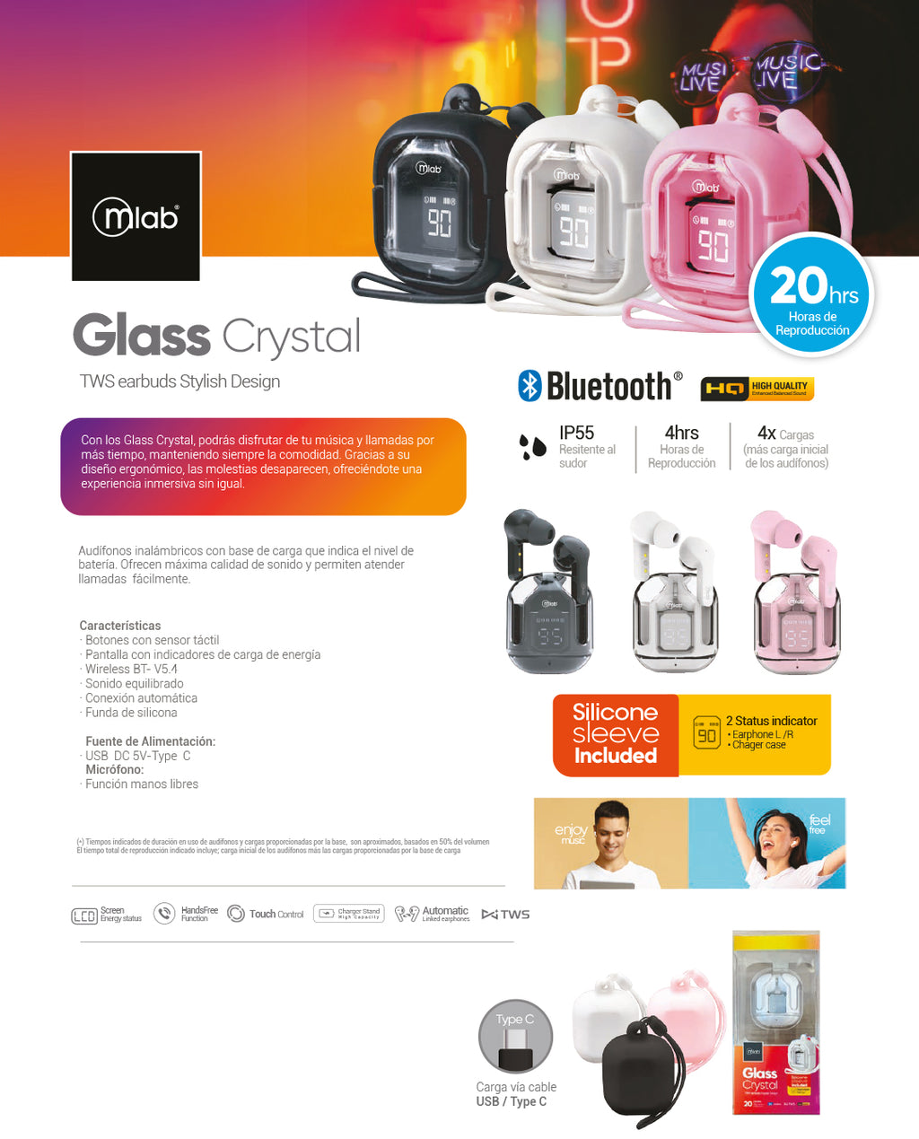 9354 – Glass Crystal TWS earbuds Stylish Design