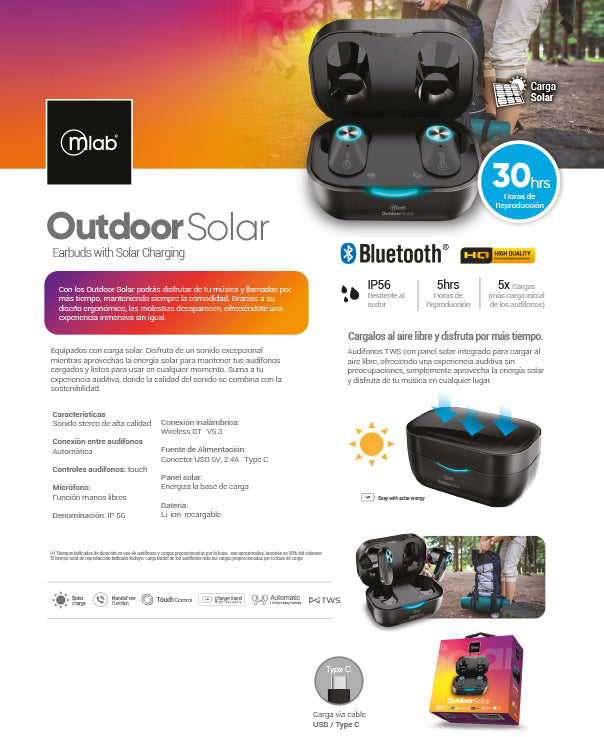 9359 – Outdoor Solar Earbuds with Solar Charging