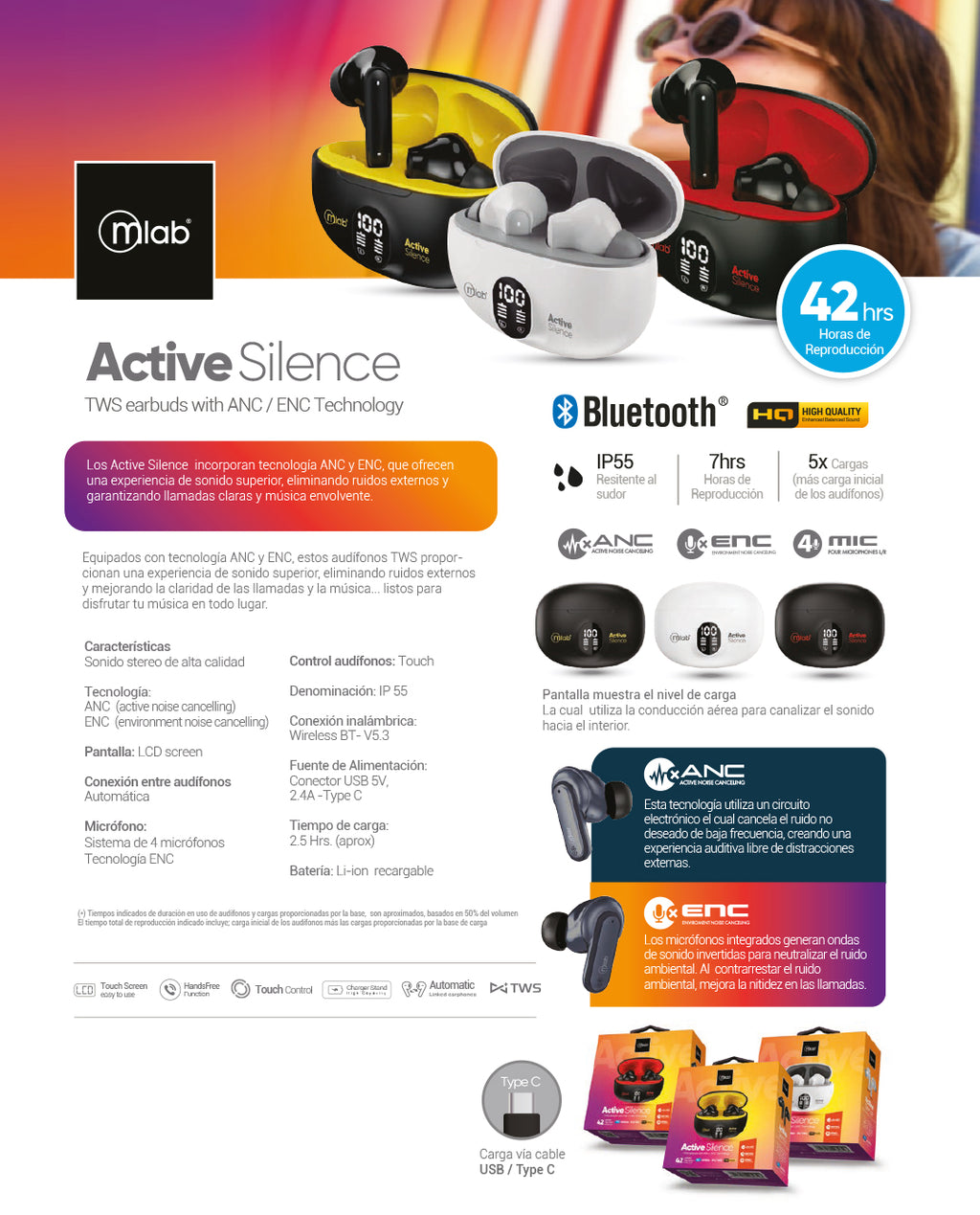 9363 – ActiveSilence TWS earbuds with ANC / ENC Technology – Rojo
