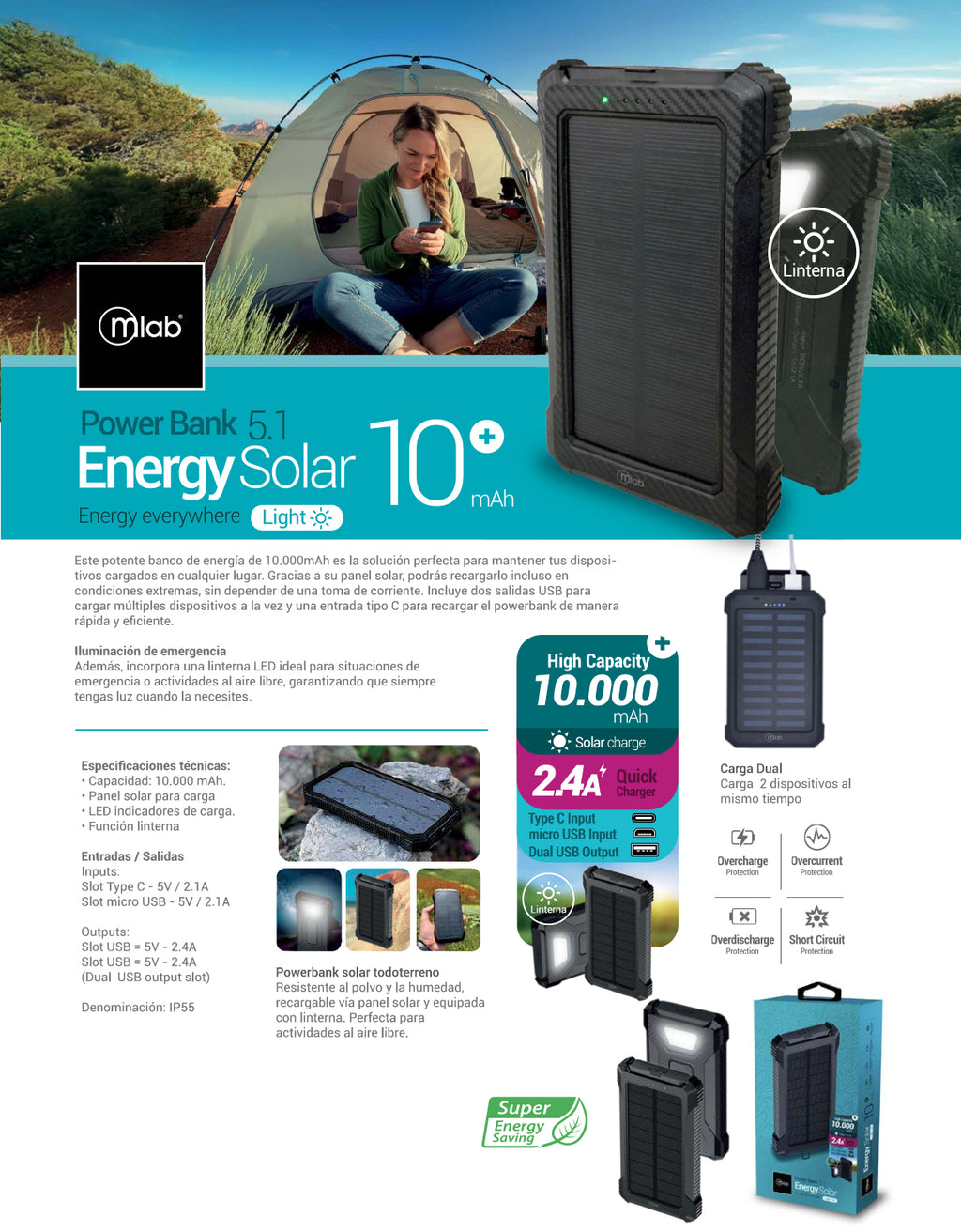 9409 – Power Bank 5.1 Energy Solar 10.000 mAh